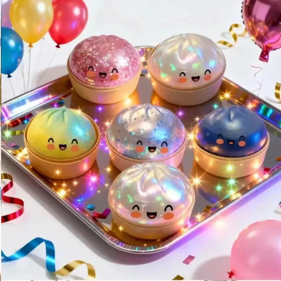 Gold Glitter Dumpling Squishy Toy