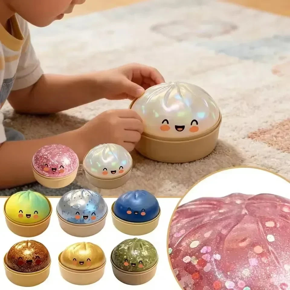 Gold Glitter Dumpling Squishy Toy