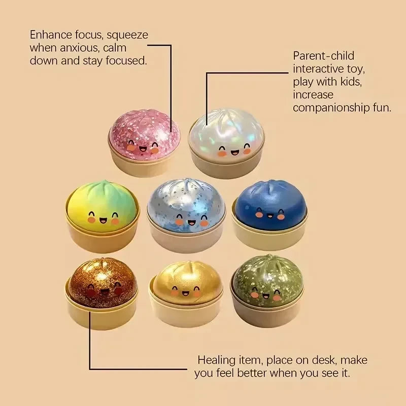 Gold Glitter Dumpling Squishy Toy