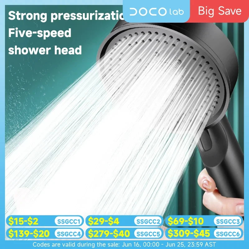 Multifunction Pressure Boost Shower Head